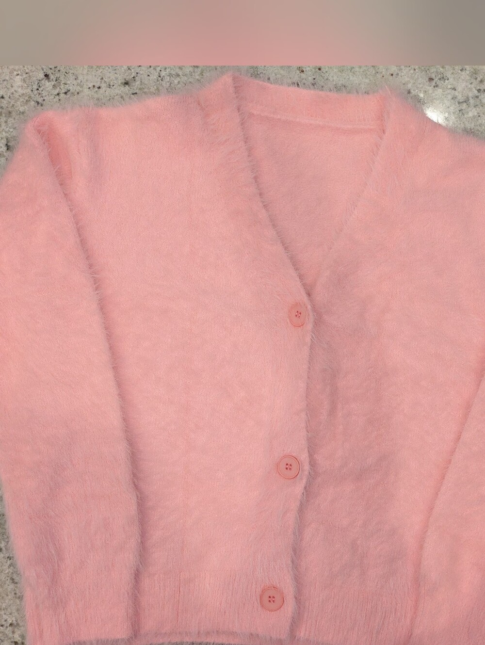 Pink Fuzzy Cardigan Sweater Button Front Coquette Balletcore Soft Girl